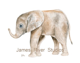 Elephant Art Elephant Print Elephant Painting Baby Elephant Watercolor Elephant Nursery Boy Room Girl Room Elephant Decor Elephant Wall Art.