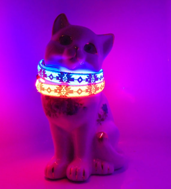 Glow cat collar small pet collars w/ LED safety light lights
