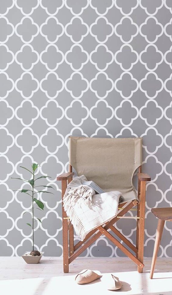 Moroccan Grey and White wallpaper / Removable Moroccan