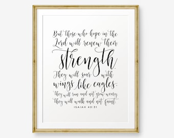 SALE Isaiah 40:31, Bible verse printable, Christian Nursery Wall Art, Christian Gift, Inspirational quote, Scripture Print
