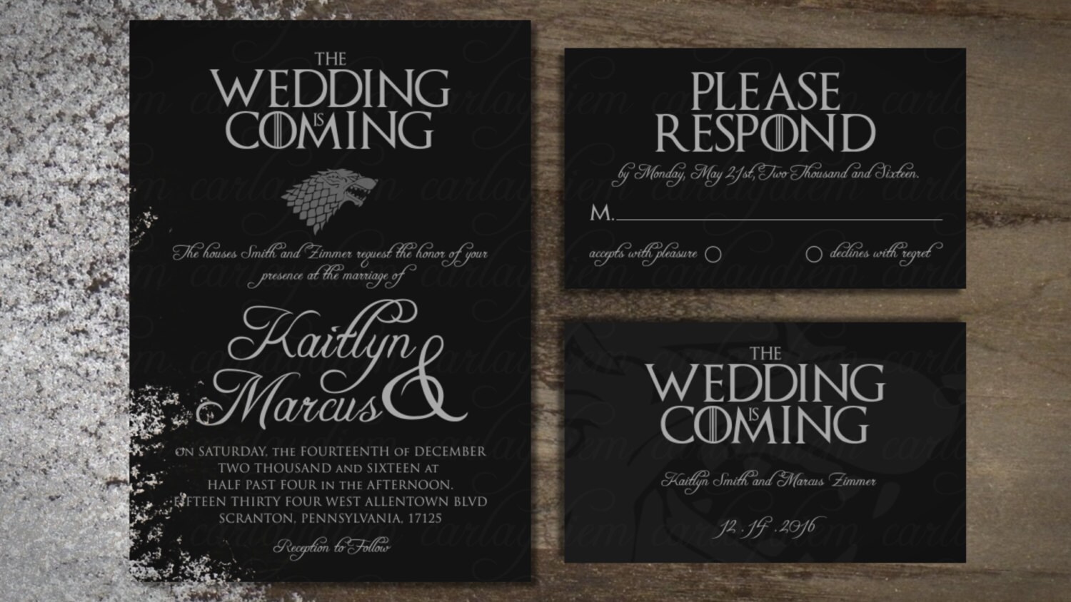 Game of Thrones Printable Digital Wedding Invitations Invite