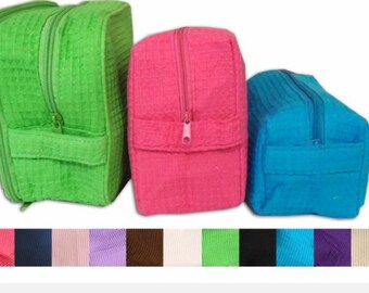 Embroidery personalized Spa cosmetic waffle makeup bags