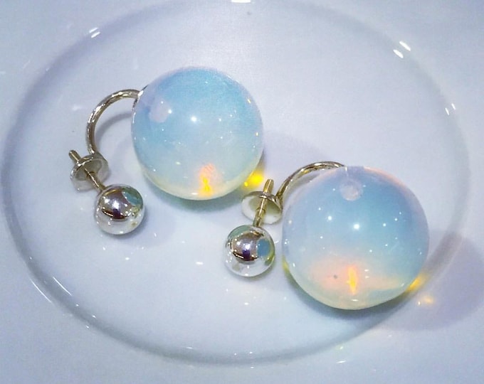 Fire opal earrings / Sterling silver earring / Opal earrings / White stone earrings / Fire opal / Gift for her