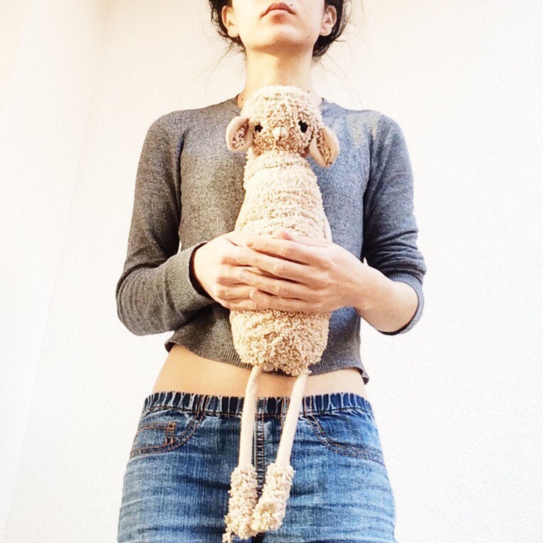 Big Giant Stuffed Animal Sheep Plush Lamb Ooak Plush by dodobob