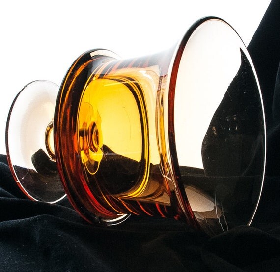 AMBER GLASS Pedestal BOWL. Amber Glassware Flower Vase Fruit