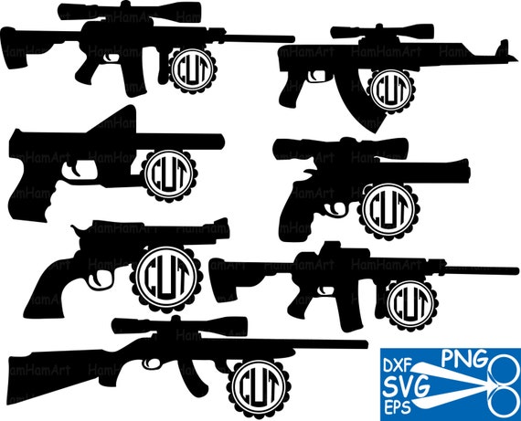 Download Cutting files SVG, DXF,EPS -Hunting Gun, Arms Clip Art ...