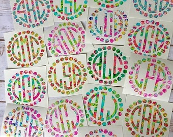 Lilly Pulitzer Monogram decal / Monogram Car decal / Yeti decal / Laptop decal / Tumbler Decal