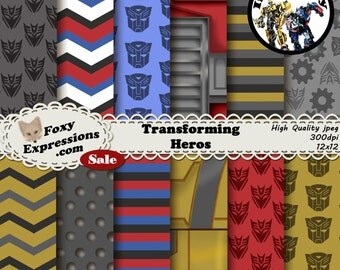 Transforming Heros inspired by Transformers. Designs include Optimus Prime, Bumble Bee (Buzz), Gears, Autobots and Decepitcons sysbols, etc.
