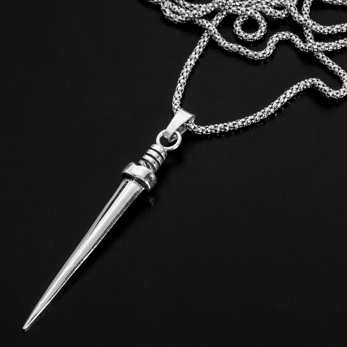 Silver Dagger necklace-Sterling Silver Dagger Pendant-Warior