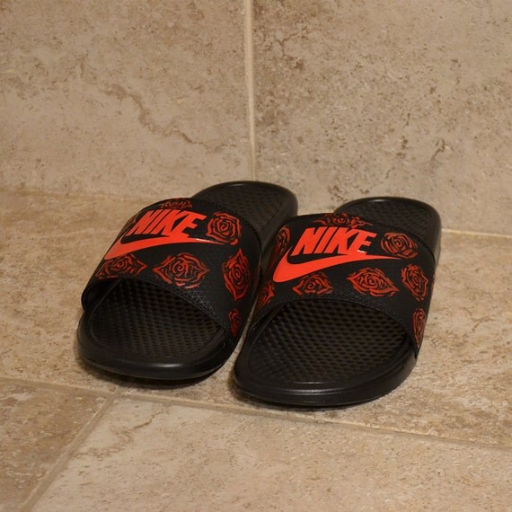 flower nike slides