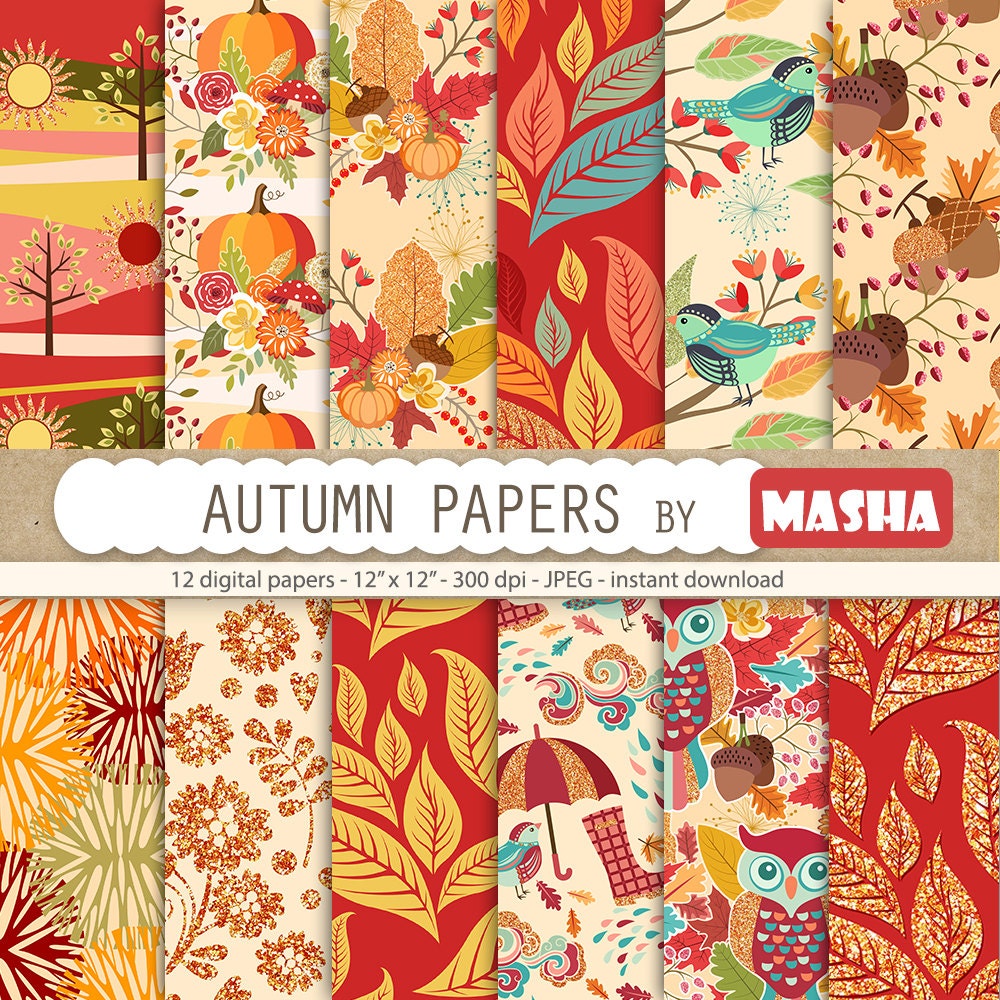 Fall digital papers: AUTUMN DIGITAL PAPERS with