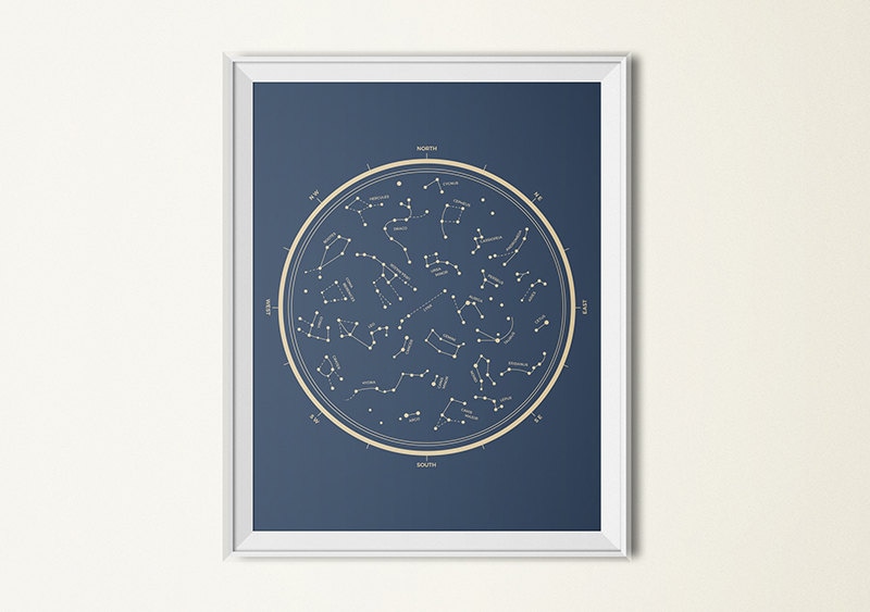 Star chart print vintage star chart minimal art star map