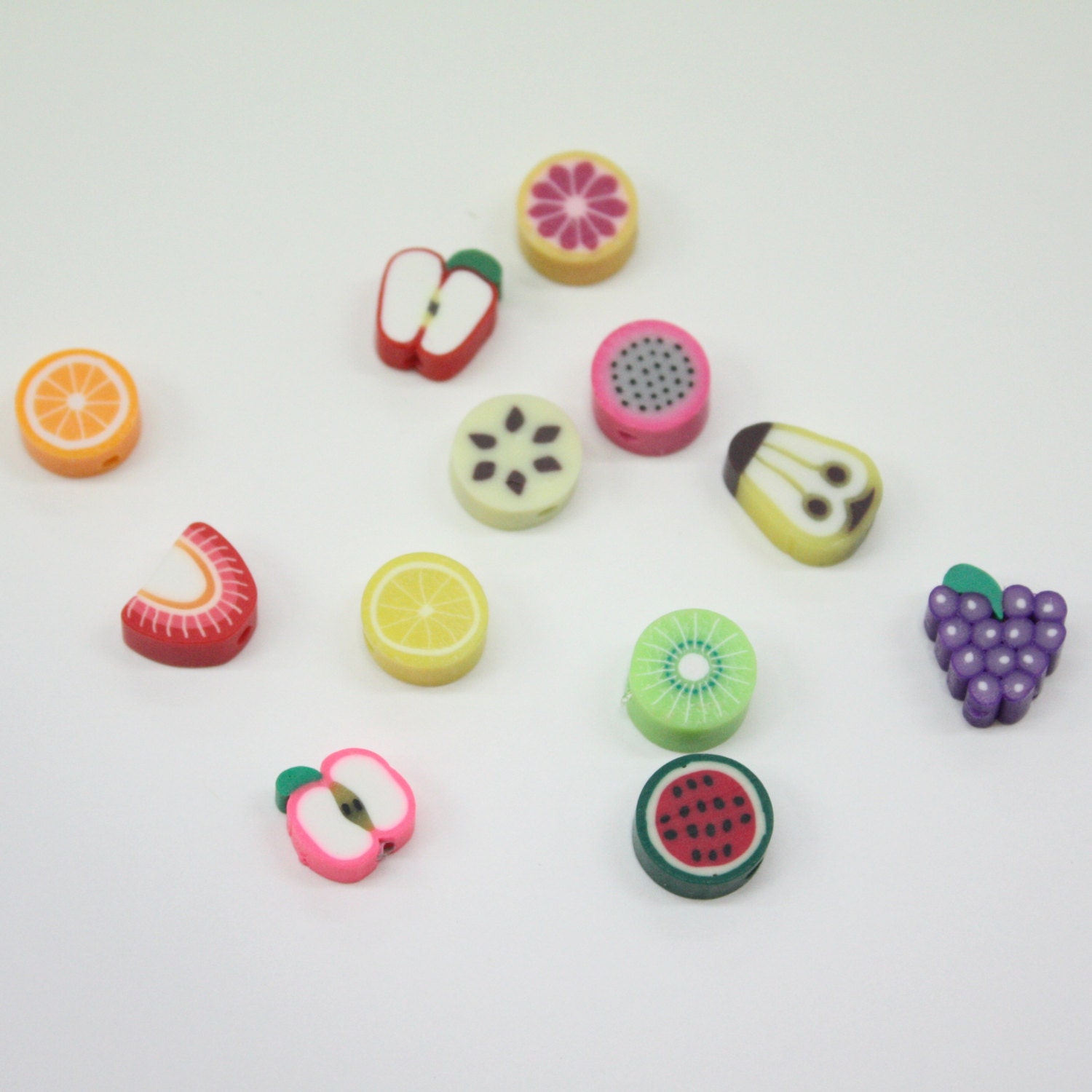 30 Polymer Clay Fruit charms