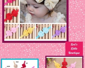 Baby Girl elastic headbands with bow attached! Hair bow lot! Hair bow bundle! 10 pc Bundle!
