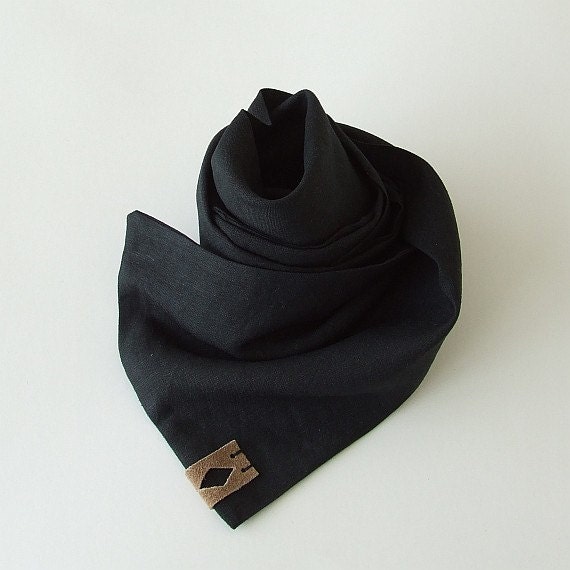 Shanlin Unisex 100% Linen Scarves For Men And Women (71"x22") (Black) At Men's Clothing Store