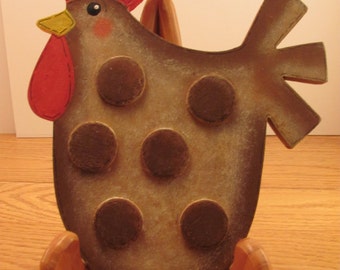 Chicken, Brown, Red, Wood, Hand Painted, Country, Rustic, Hen, Spotted, Chunky, Farm Kitchen, Cottage Kitchen, Country Kitchen, KitchenDecor