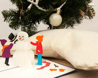 Snowman Pop Up Christmas Card, Snowman Pop Up Card, Snowman Holiday Card, Let it Snow, Build a Snowman, Snow Day, Winter Wonderland