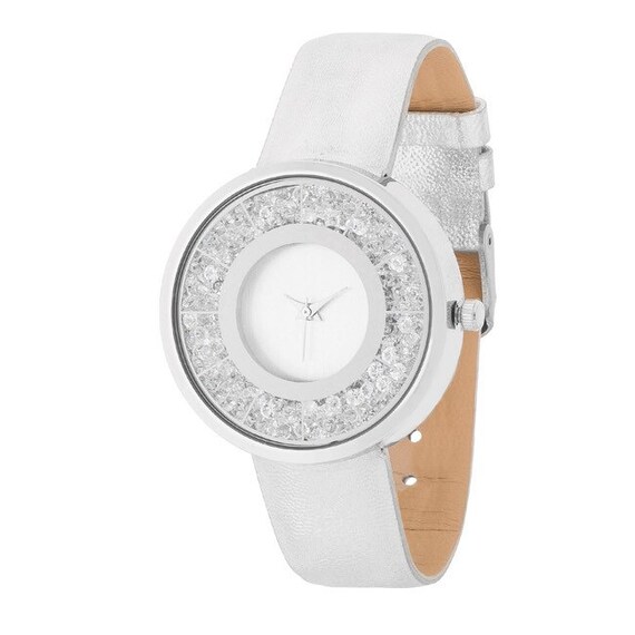 Womens Watch White with Crystals on White Leather by TheRingMadam