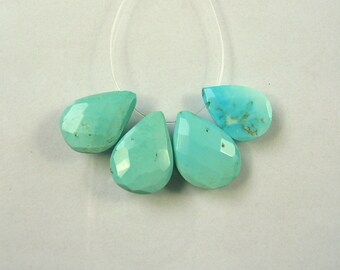 Sleeping beauty turquoise faceted pear beads AA 14-15mm 4pcs
