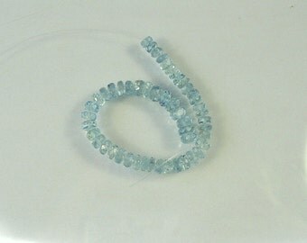 Blue aquamarine faceted rondelle beads AAA+ 3.5-4mm 4" strand