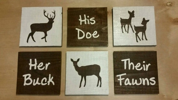 Customizable Her Buck His Doe Their Fawns Wood by
