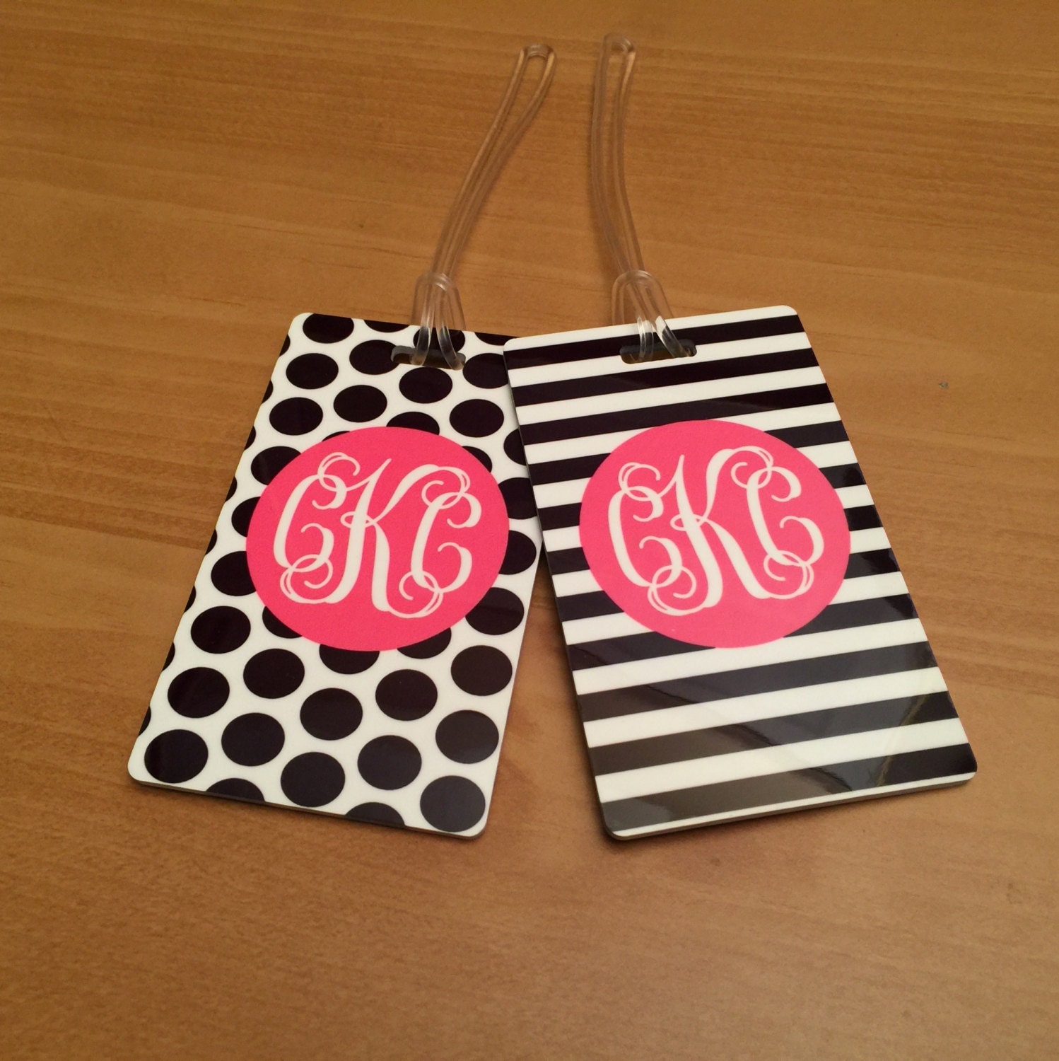 TWO Monogrammed Luggage Tags Personalized Luggage Tag Set
