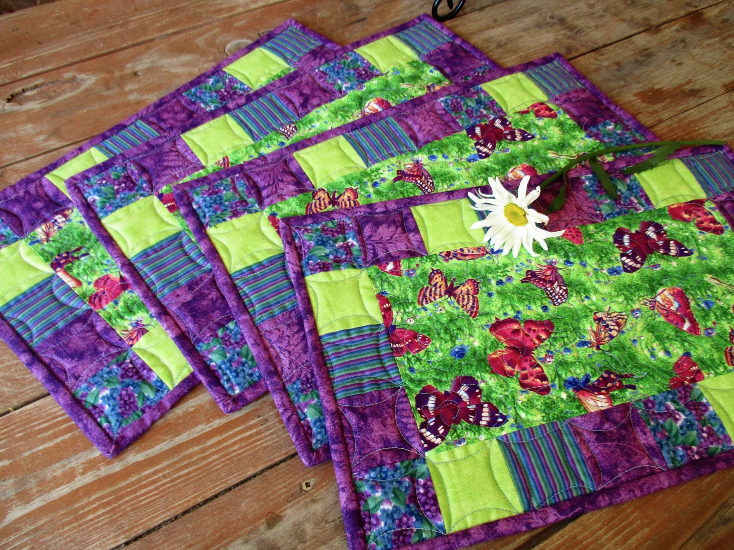 Quilted Placemats Butterfly Placemats Summer by MommaBearsQuilts