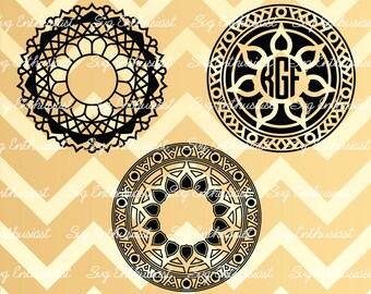 Mandala Monogram frames SVG, Mandala Svg, Monogram frame Svg, Mandala Monogram SVG, Cricut, Dxf, PNG, Vinyl, Eps, Cut Files, Vector,