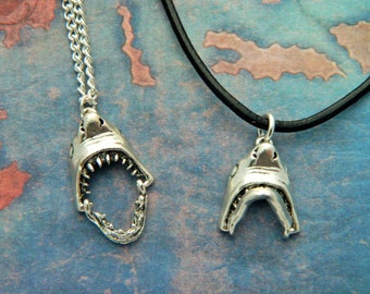 Shark Necklace, Great White Shark, Quirky Jewelry, Leather Necklace, Ocean Jewelry, Mens Gifts, Boys Necklace, Shark Teeth, Nautical Gift