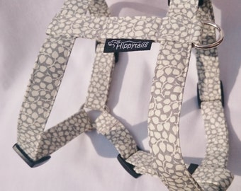 Silver Grey & Cream Adjustable Dog Harness (traditional style) - Pick Any Fabric in Shop
