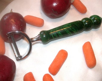 Vegetable Peeler Hand Turned Green Box Elder Burl