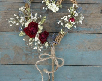 Rustic Winter Dried Flower Willow Heart Wand