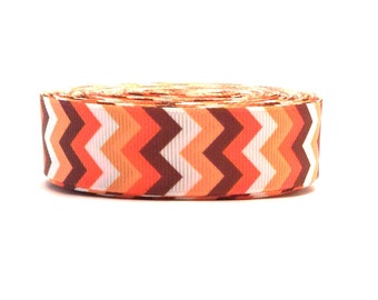 Autumn Chevron, Fall Chevron, Fall Ribbon, Brown Chevron, Orange chevron, White chevron, Fall harvest ribbon,Autumn Grosgrain,Fall grosgrain