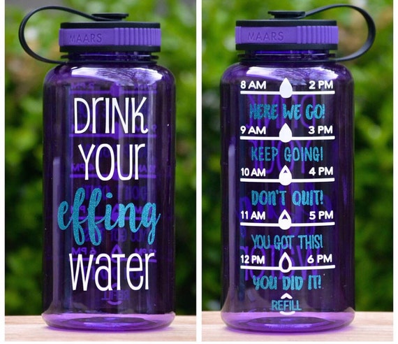 Water Intake Bottle 34oz BPA free Drink by handsfullfullheart