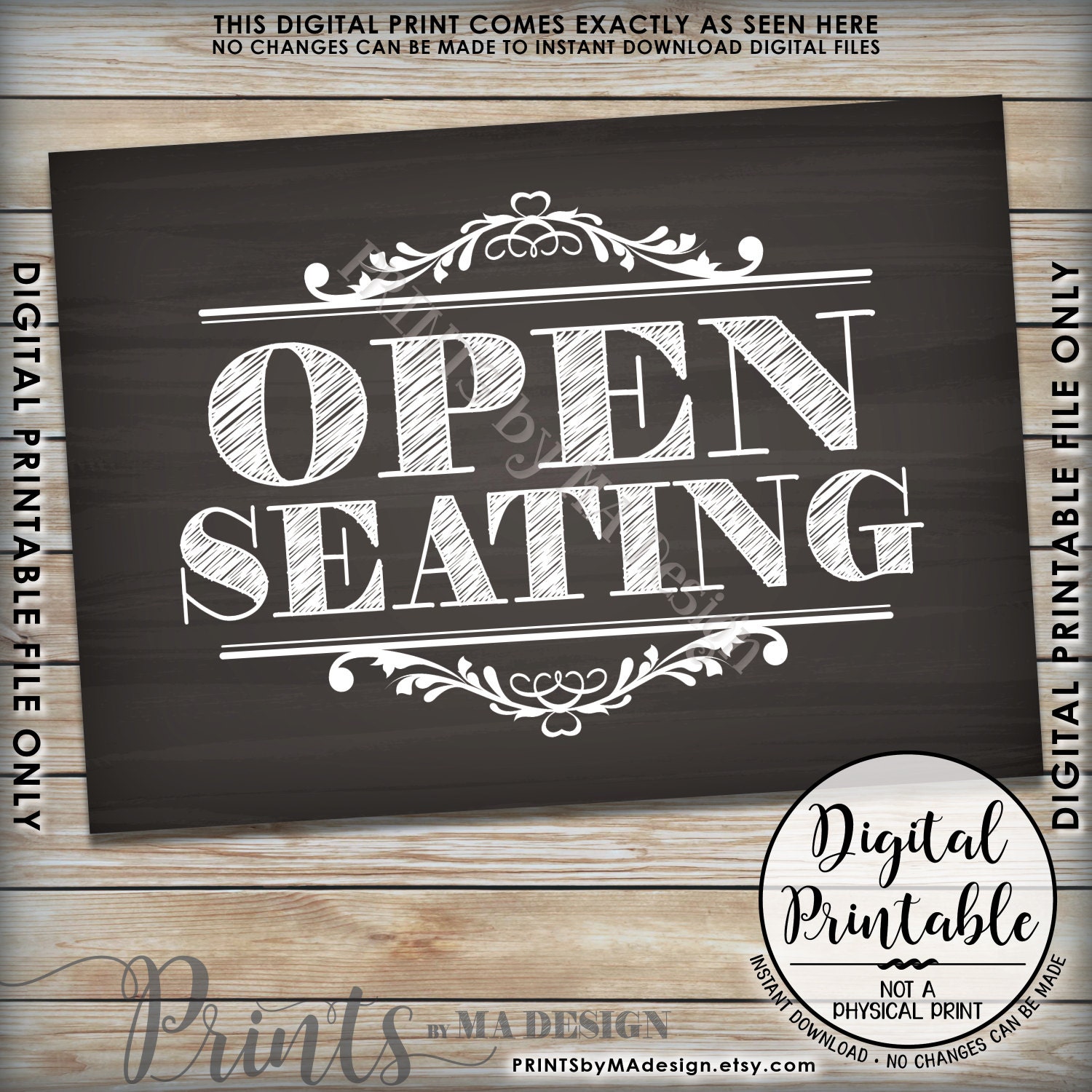 Open Seating Sign, Please Seat Yourself, Find a Seat, Choose a Seat