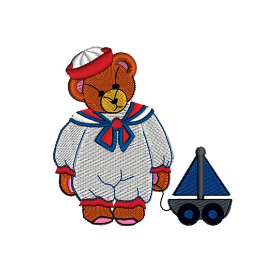 Teddy Bear Marine Suit and Sailboat Nautical by zebrakingstitches