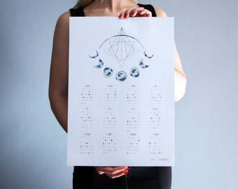 Moon Phase Calendar 2017 - Lunar Calendar - Moon Calendar, poster