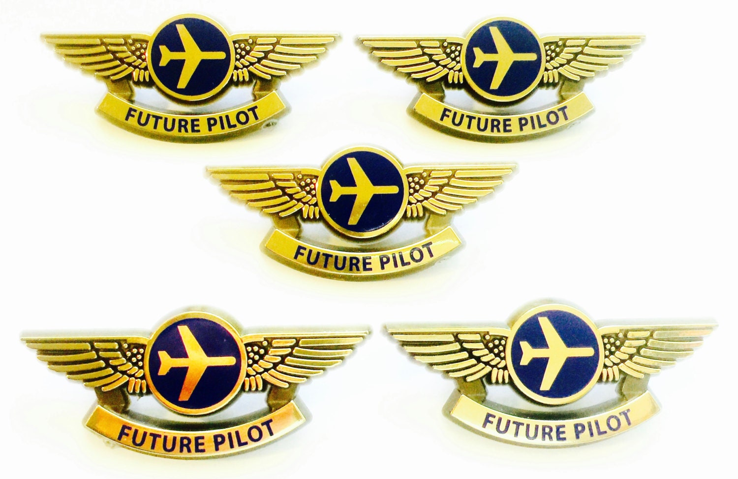 5 Kids Aviator Future Pilot Airplane Pilot Wing Pins Party
