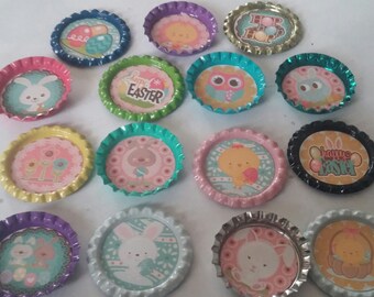 7 misc easter bottle cap magnets cupcake toppers party favors gift
