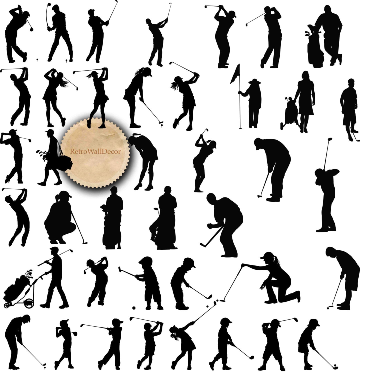 Golf Silhouettes Golf ClipArt Sports Silhouette Sports