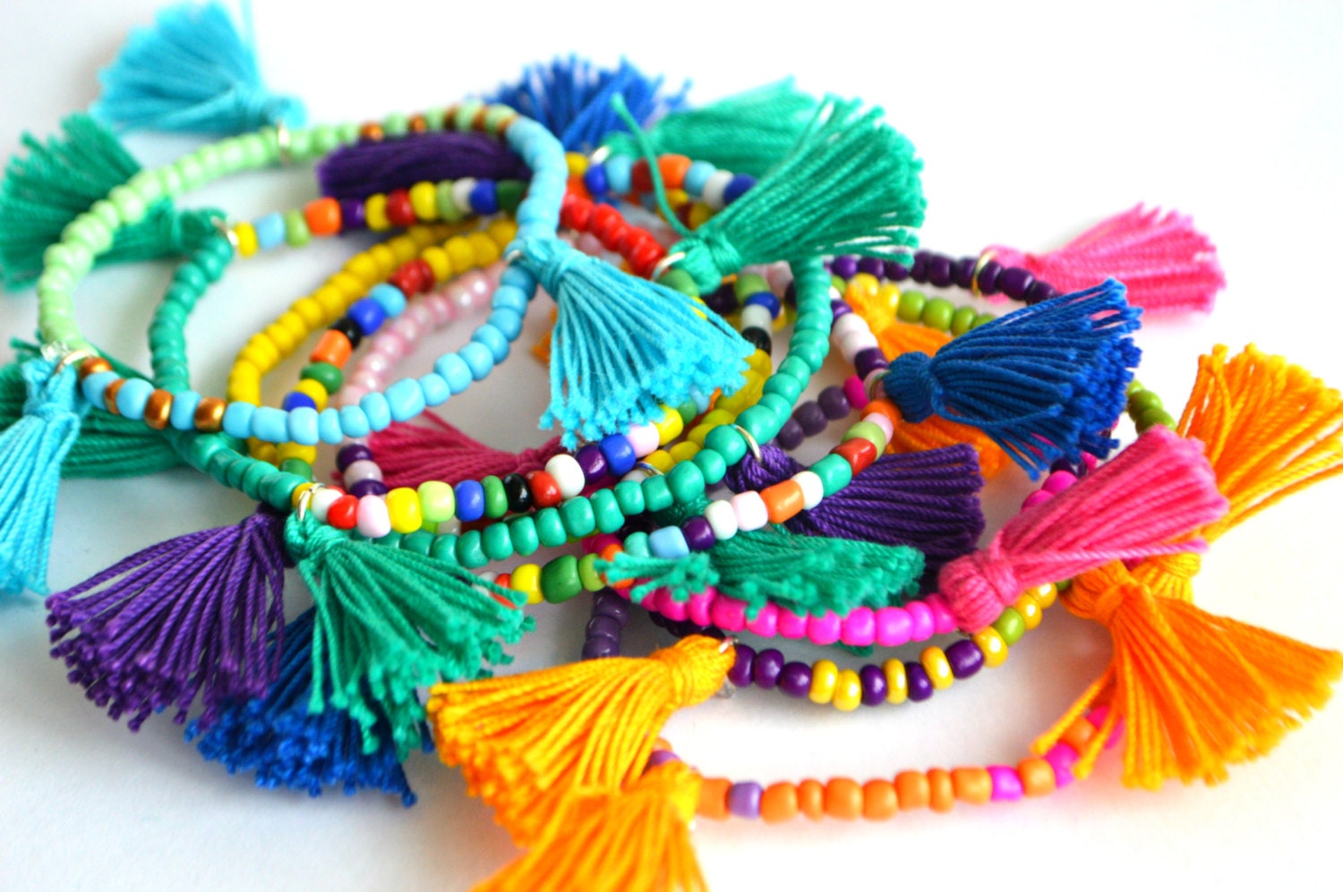 Friendship bracelet with tassels Beaded bracelet Tassel