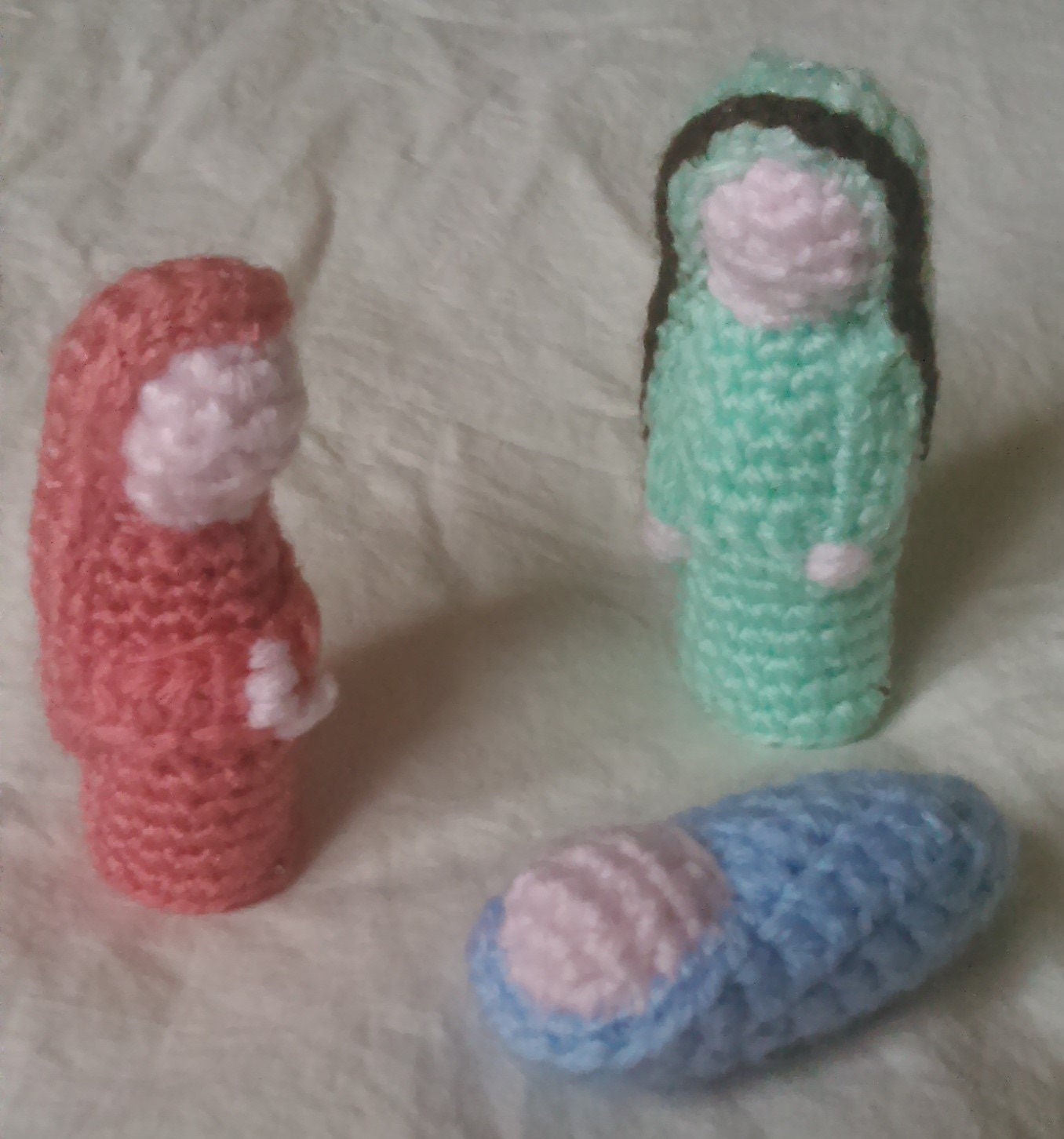 Crochet amigurumi nativity set of Mary Joseph and baby Jesus
