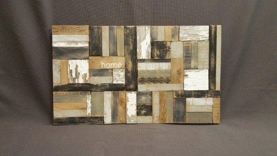 Reclaimed Distressed Barn Wood Quilt Wall Art, Gift, home, wood wall Sculpture, shades of grey, black & White, Upcycled pallet art