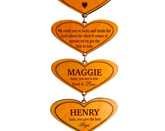 Personalized Aunt Wall Hearts from Nieces and Nephews,Mothers Day Gift to our Aunt,Custom Gift for a Sweet Aunt,Lovely Aunt Keepsake Gift.
