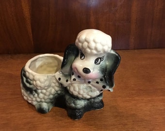 Vintage Ceramic Poodle Planter USA Pottery