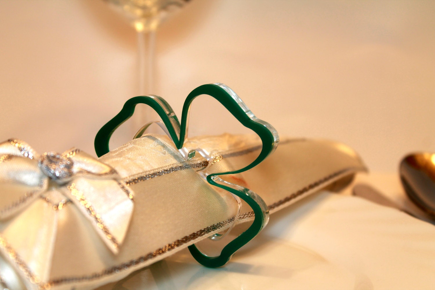 Green napkin ring holders Irish holiday St. Patrick's day gift Green