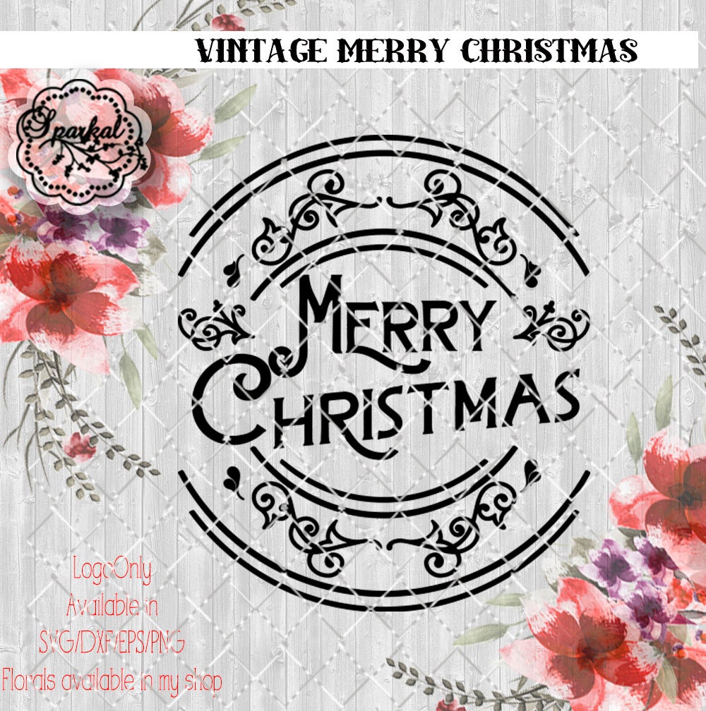 Vintage Rustic Merry Christmas SVG File Cut Files Vector
