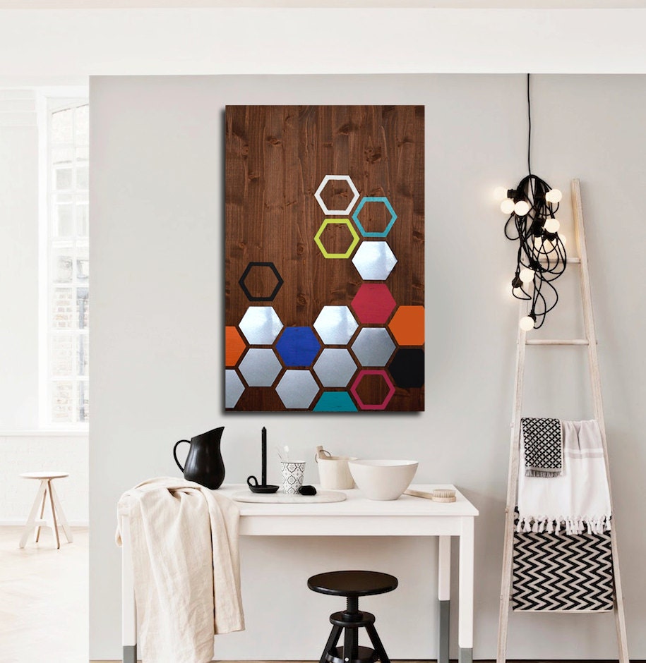 Metal Wood Wall Art Modern Metal Wall Art Decor Geometric