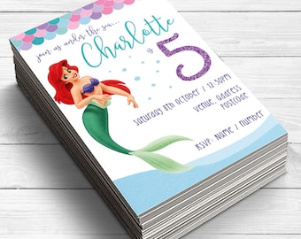 Little Mermaid Invitation, Little Mermaid Birthday, Under the sea invitation, Girls Party Invitations, Mermaid Invitations, Pool Party