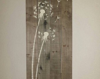 Rustic pallet sign with Dandelions